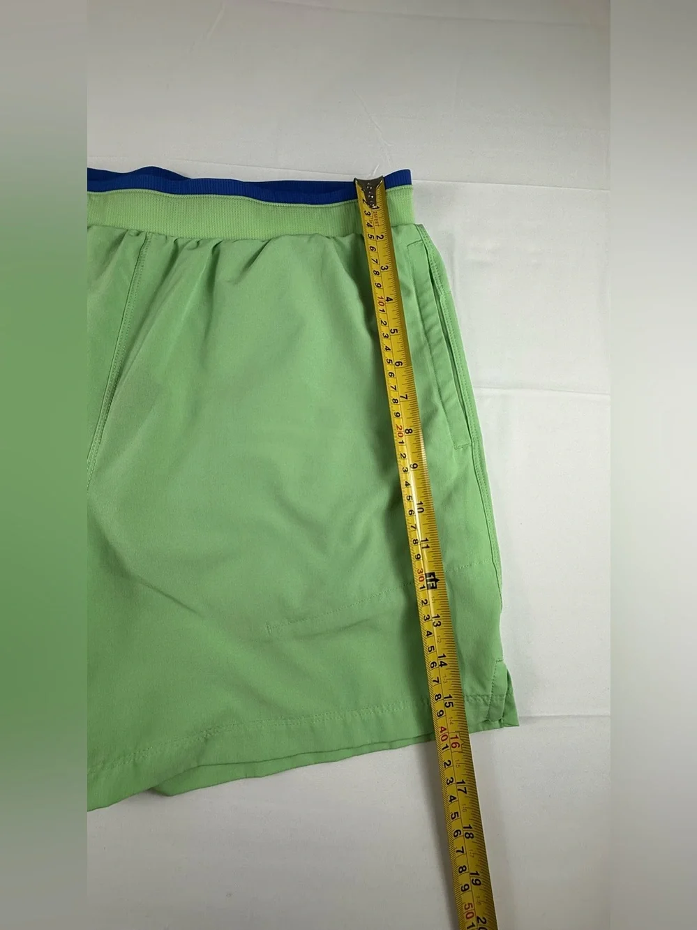 Fabletics Bright Blue Shorts with Lime Drawstring